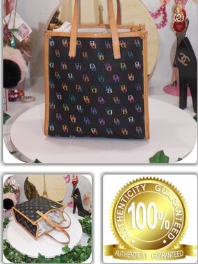 ECLECTIC DOONEY & BOURKE SMALL MONOGRAM BLACK TOTE HANDBAG!